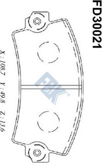 FBK FD30021 - Тормозные колодки, дисковые, комплект unicars.by