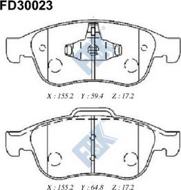 FBK FD30023 - Тормозные колодки, дисковые, комплект unicars.by