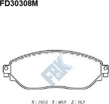 FBK FD30308M - Тормозные колодки, дисковые, комплект unicars.by