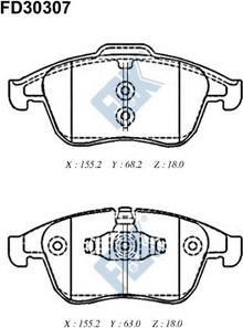 FBK FD30307 - Тормозные колодки, дисковые, комплект unicars.by