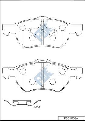 FBK FD31009A - Тормозные колодки, дисковые, комплект unicars.by