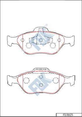 FBK FD3825 - Тормозные колодки, дисковые, комплект unicars.by