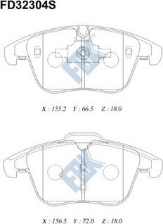 FBK FD32304S - Тормозные колодки, дисковые, комплект unicars.by