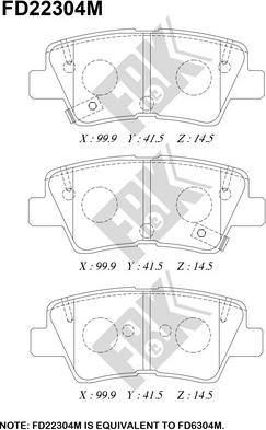 FBK FD22304M - Тормозные колодки, дисковые, комплект unicars.by