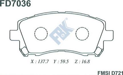 FBK FD7036 - Тормозные колодки, дисковые, комплект unicars.by