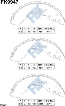 FBK FK9947 - Комплект тормозных колодок, барабанные unicars.by