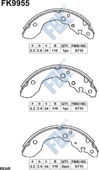 FBK FK9955 - Комплект тормозных колодок, барабанные unicars.by