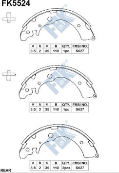 FBK FK5524 - Комплект тормозных колодок, барабанные unicars.by