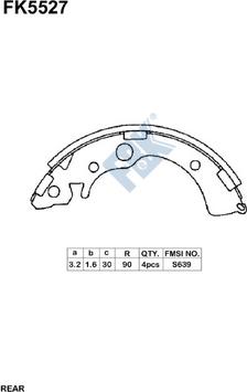 FBK FK5527 - Комплект тормозных колодок, барабанные unicars.by