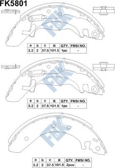 FBK FK5801 - Комплект тормозных колодок, барабанные unicars.by