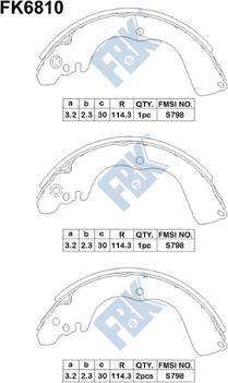 FBK FK6810 - Комплект тормозных колодок, барабанные unicars.by