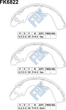 FBK FK6822 - Комплект тормозных колодок, барабанные unicars.by