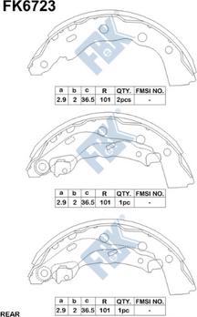 FBK FK6723 - Комплект тормозных колодок, барабанные unicars.by