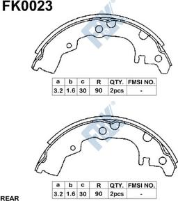 FBK FK0023 - Комплект тормозных колодок, барабанные unicars.by