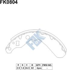 FBK FK0804 - Комплект тормозных колодок, барабанные unicars.by