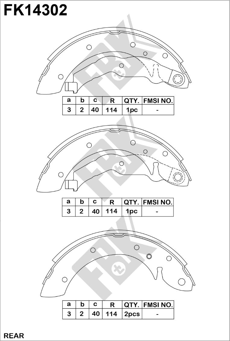 FBK FK14302 - Комплект тормозных колодок, барабанные unicars.by