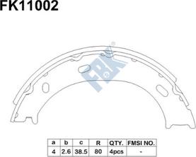 FBK FK11002 - Комплект тормозных колодок, барабанные unicars.by