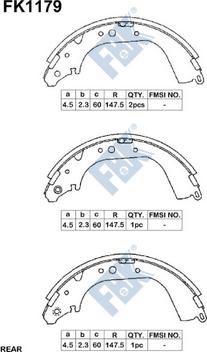 FBK FK1179 - Комплект тормозных колодок, барабанные unicars.by