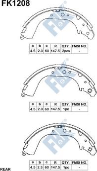 FBK FK1208 - Комплект тормозных колодок, барабанные unicars.by