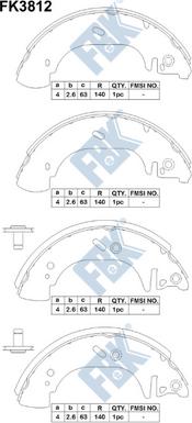 FBK FK3812 - Комплект тормозных колодок, барабанные unicars.by