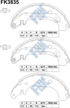 FBK FK3835 - Комплект тормозных колодок, барабанные unicars.by