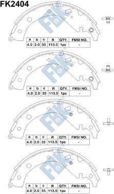 FBK FK2404 - Комплект тормозных колодок, барабанные unicars.by