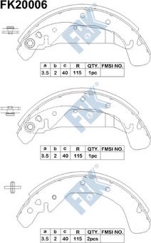 FBK FK20006 - Комплект тормозных колодок, барабанные unicars.by