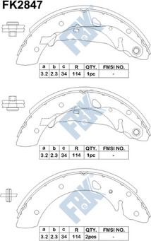 FBK FK2847 - Комплект тормозных колодок, барабанные unicars.by