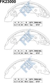 FBK FK23000 - Комплект тормозных колодок, барабанные unicars.by