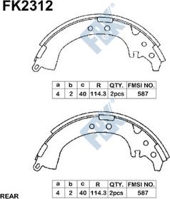 FBK FK2312 - Комплект тормозных колодок, барабанные unicars.by