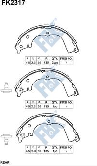 FBK FK2317 - Комплект тормозных колодок, барабанные unicars.by