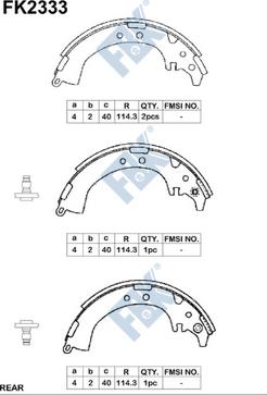 FBK FK2333 - Комплект тормозных колодок, барабанные unicars.by