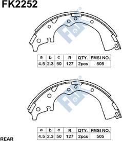 FBK FK2252 - Комплект тормозных колодок, барабанные unicars.by