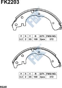 FBK FK2203 - Комплект тормозных колодок, барабанные unicars.by