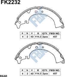 FBK FK2232 - Комплект тормозных колодок, барабанные unicars.by