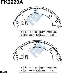 FBK FK2220A - Комплект тормозных колодок, барабанные unicars.by