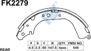 FBK FK2279 - Комплект тормозных колодок, барабанные unicars.by