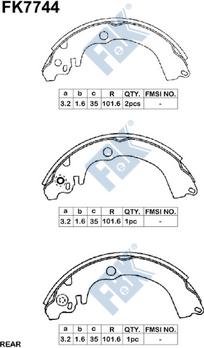 FBK FK7744 - Комплект тормозных колодок, барабанные unicars.by