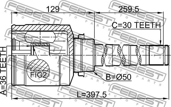 Febest 0411-CW6WRH - Шарнирный комплект, ШРУС, приводной вал unicars.by