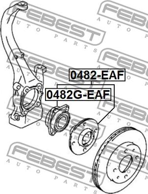 Febest 0482G-EAF - Ступица колеса, поворотный кулак unicars.by