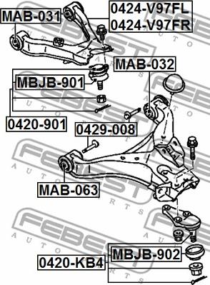 Febest MAB-063 - Сайлентблок, рычаг подвески колеса unicars.by