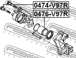 Febest 0474-V97R - Направляющий болт, корпус скобы тормоза unicars.by