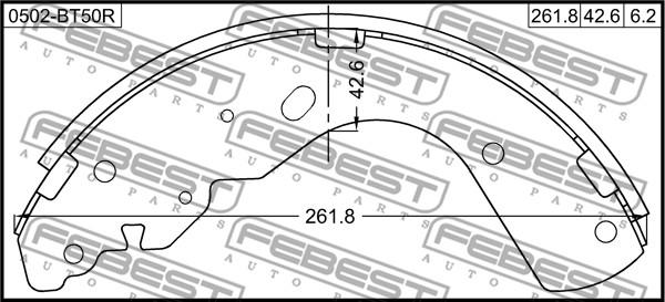 Febest 0502-BT50R - Тормозные башмаки, барабанные unicars.by