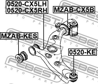 Febest MZAB-CX5B - Сайлентблок, рычаг подвески колеса unicars.by