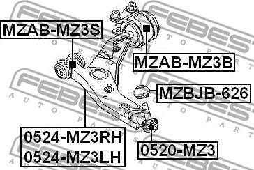 Febest MZAB-MZ3S - Сайлентблок, рычаг подвески колеса unicars.by