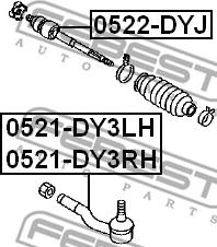 Febest 0522-DYJ - Осевой шарнир, рулевая тяга unicars.by