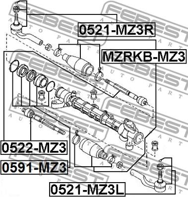 Febest 0521-MZ3R - Наконечник рулевой тяги, шарнир unicars.by