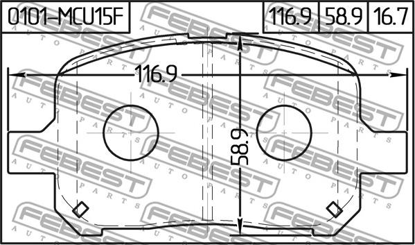 Febest 0101-MCU15F - Тормозные колодки, дисковые, комплект unicars.by