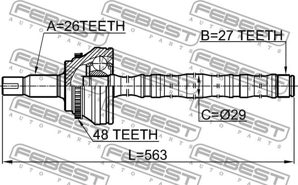 Febest 0114-ACV30A48 - Шарнирный комплект, ШРУС, приводной вал unicars.by