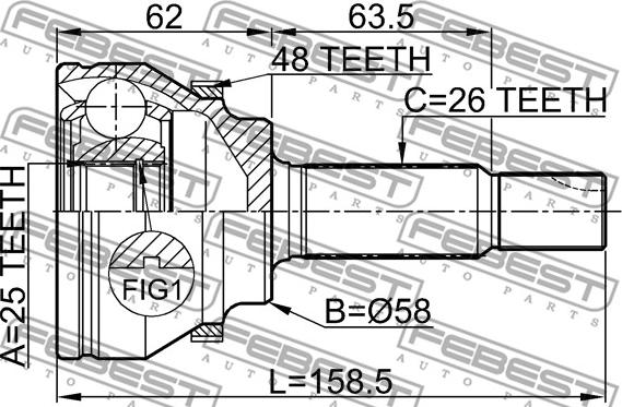 Febest 0110-AZT250A48 - Шарнирный комплект, ШРУС, приводной вал unicars.by